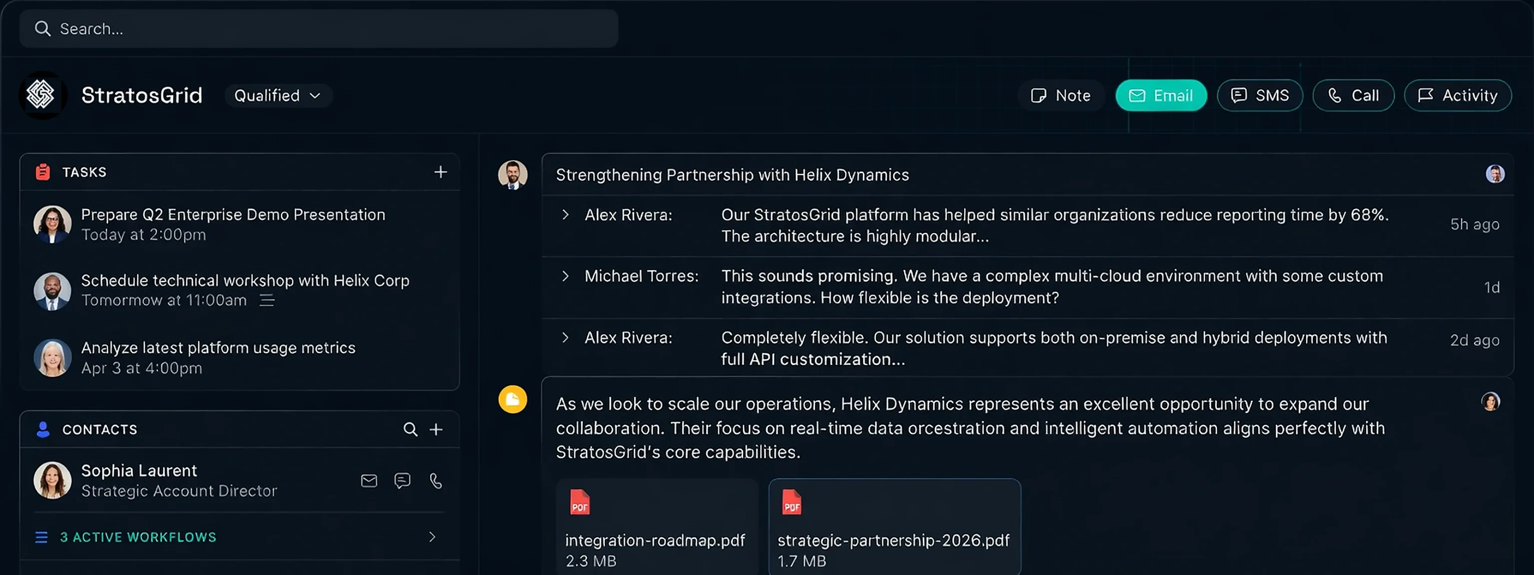 StratosGrid CRM pipeline dashboard